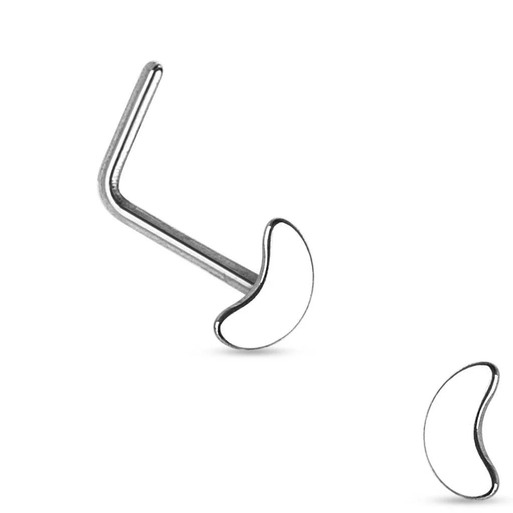 316L Surgical Steel Half Moon L Shape Nose Ring Pin - Image 3