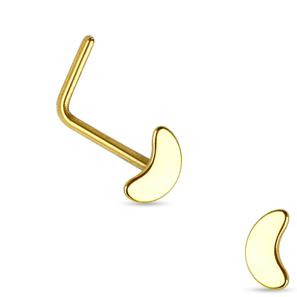 316L Surgical Steel Half Moon L Shape Nose Ring Pin - Image 4
