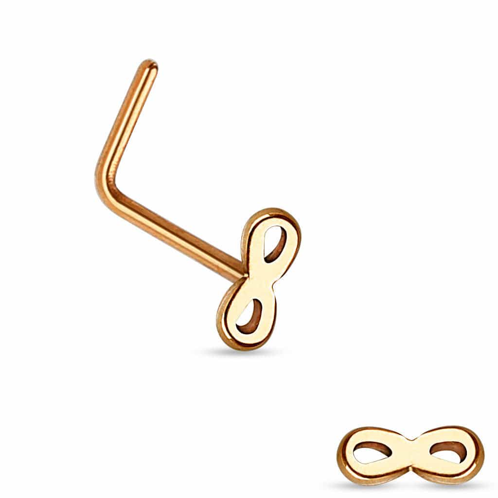 316L Surgical Steel Infinity Figure 8 L Shape Nose Ring Pin - Image 4