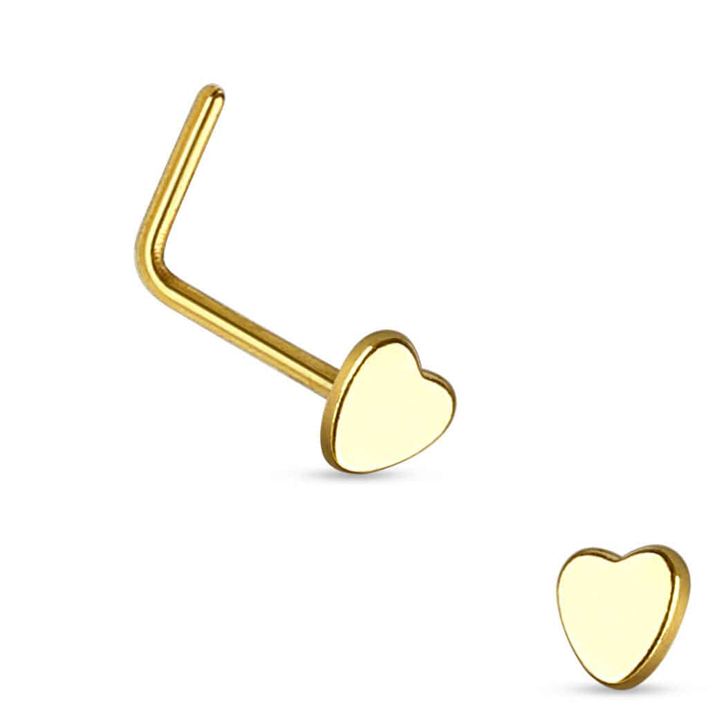 316L Surgical Steel Small Heart L Shape Nose Ring Pin - Image 3