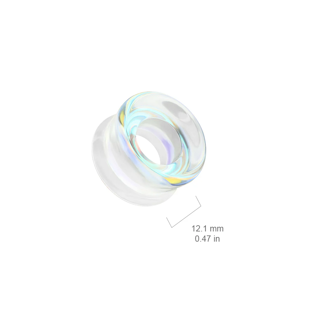 Clear Iridescent Glass Double Flared Saddle Tunnels - Image 3