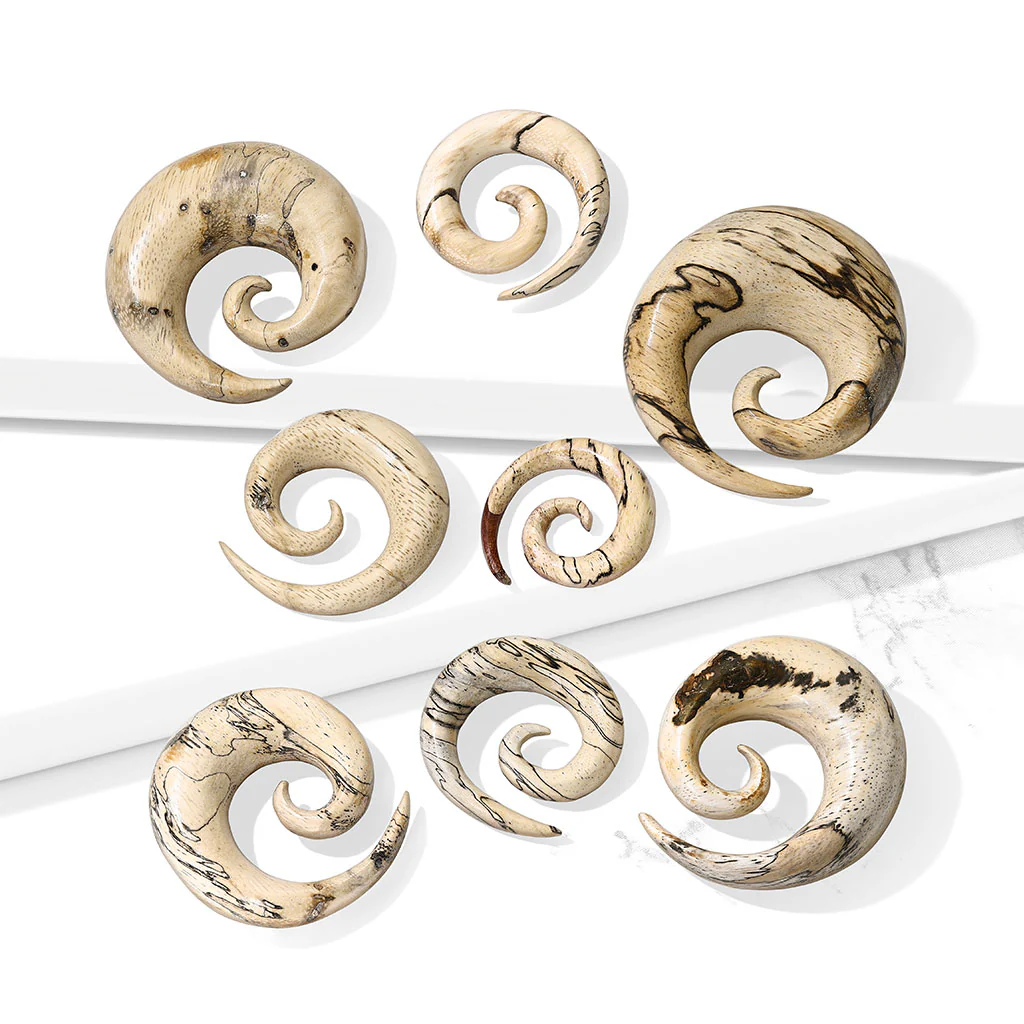 Organic Natural Tamarind Wood Spirals Tapers Stretchers - Image 3
